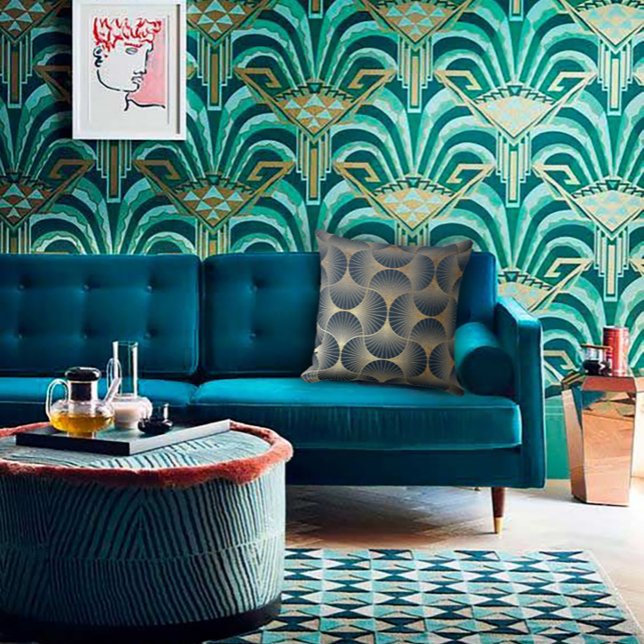 Coussin Conception de ventilateur alterné moderne bleu et  (Créateur téléchargé)