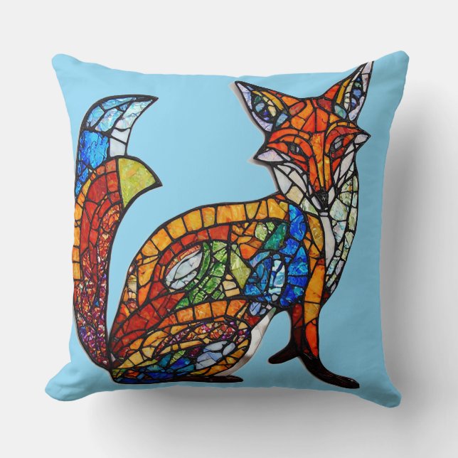 Coussin Conception de vitrail majestueux renard (Recto)