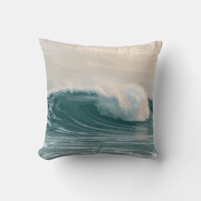Coussin Conception d'Éclaboussure de Vague Océanique Côtiè (Recto)