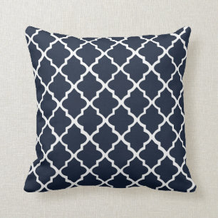 Coussin Conception décorative de Quatrefoil Marine & Blan