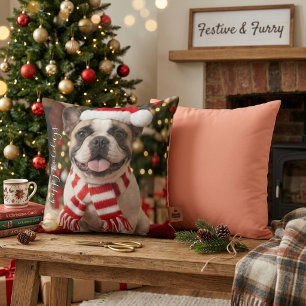 Coussin Conception d'empreinte de patte de Noël de Bouledo