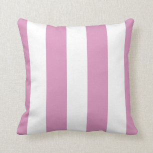 Coussin Conception des bandes verticales rose et blanc dou