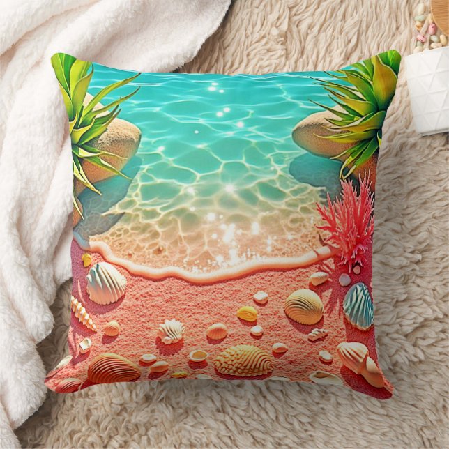 Coussin Conception des coquilles de plage baisées au solei (Couverture)