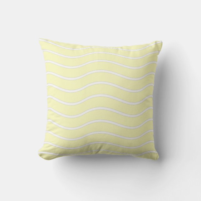 Coussin Conception des lignes blanches et pastel jaune (Recto)