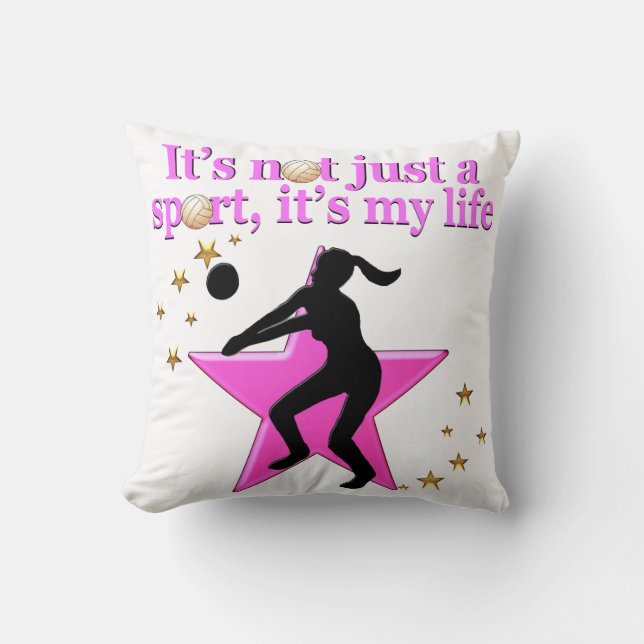 COUSSIN CONCEPTION D'ÉTOILES DE VOLLEYBALL ROSE (Recto)