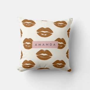 Coussin Conception d'impression Brown de lèvres Chic perso