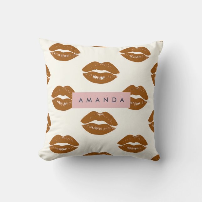 Coussin Conception d'impression Brown de lèvres Chic perso (Recto)
