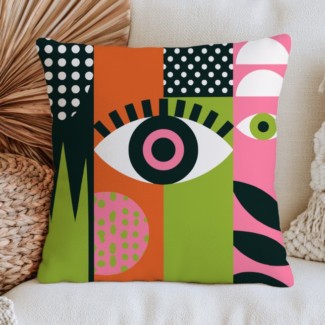 Coussin Conception d'œil mauvais funky RÉTRO Abstrait esth (Créateur téléchargé)
