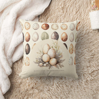 Coussin Conception d'œufs de Pâques pastel dans des tons c