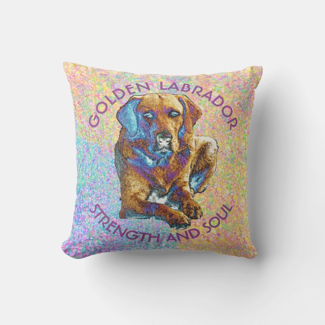 Coussin Conception d'or psychédélique de labrador (Recto)