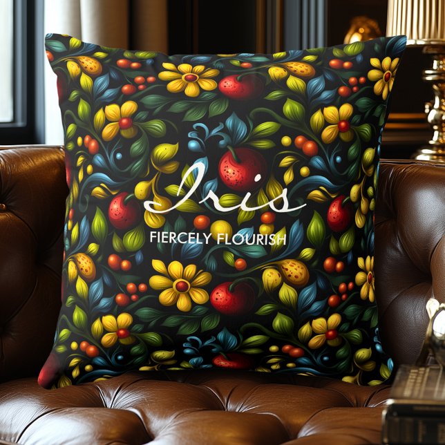 Coussin Conception d'oreiller d'art populaire floral Khokh (Créateur téléchargé)
