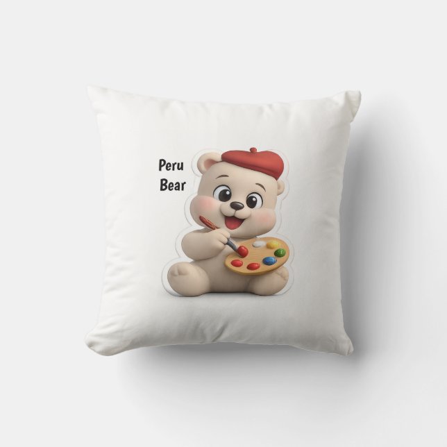 Coussin Conception d'ours en peluche adorable et mignonne (Recto)