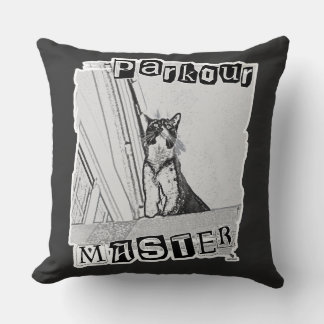 Coussin Conception drôle de chat punk maître de parkour ac