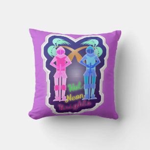 Coussin Conception drôle de chevaliers néon chauds