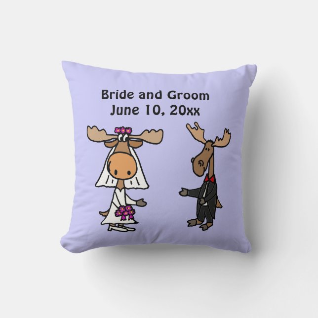 Coussin Conception drôle de mariage de jeunes mariés (Recto)