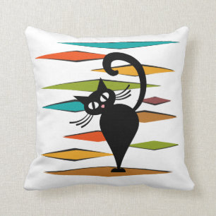 Coussin Conception du chat noir du milieu du siècle