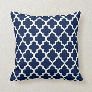 Coussin Conception du Quatrefol bleu et blanc de la Marine