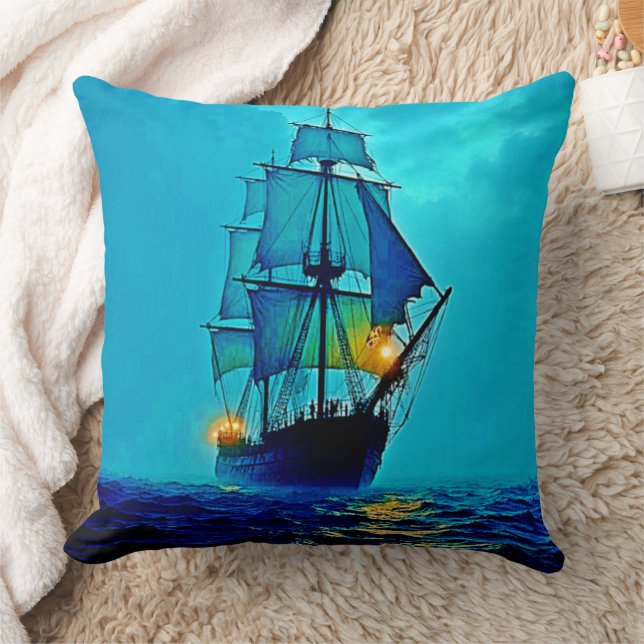 Coussin Conception d'un voyage en mer de grande taille (Couverture)