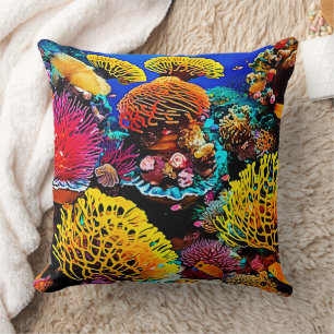 Coussin Conception dynamique du jardin de corail tropical