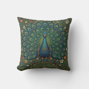Coussin Conception élégante de paon bohème vintage