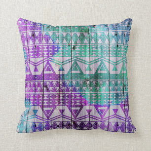 Coussin Conception en bois aztèque de planche d'aquarelle