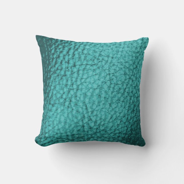 Coussin Conception en cuir Turquoise Bleu clair Faux (Recto)