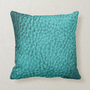 Coussin Conception en cuir Turquoise Bleu clair Faux