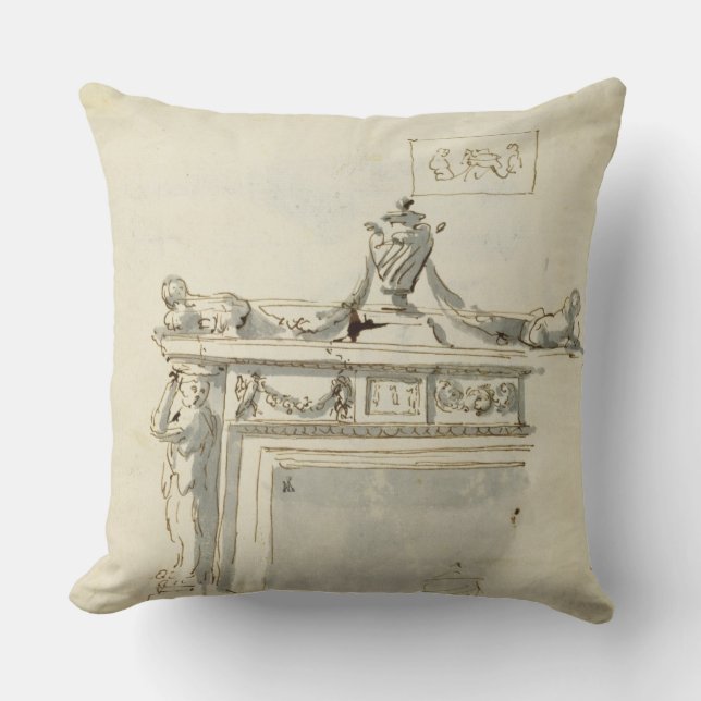 Coussin Conception esquissée pour une cheminée (le stylo (Recto)