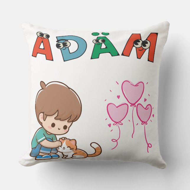 Coussin Conception esthétique de nom mignon d'Adam (Recto)