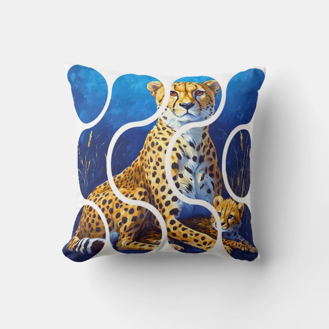 Coussin Conception faune mère et petit guépard (Recto)