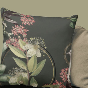 Coussin Conception florale artistique vert terreux