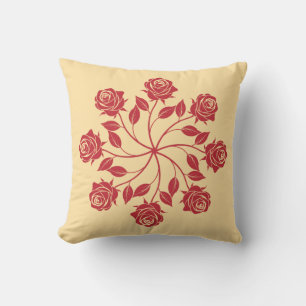 Coussin Conception florale circulaire mandala de rose roug