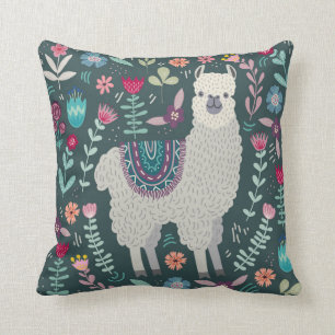 Coussin Conception florale de lama mignon