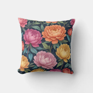 Coussin Conception florale de pivoine colorée