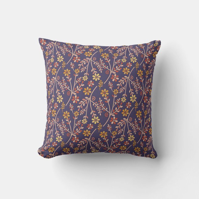 Coussin Conception florale fantaisiste avec des vignes sur (Recto)