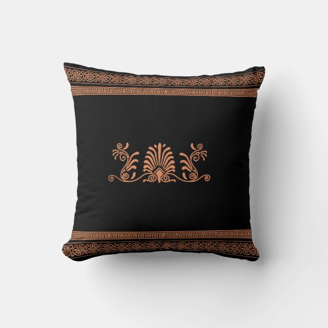 Coussin Conception florale noire et orange de style du (Recto)