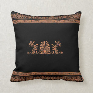 Coussin Conception florale noire et orange de style du