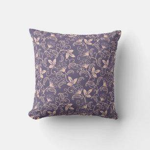 Coussin Conception florale vintage avec des vignes tourbil