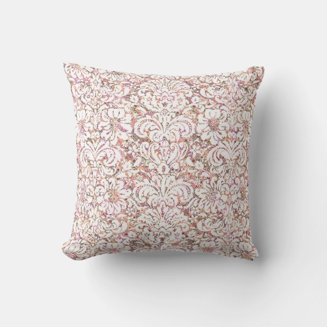 Coussin Conception florale vintage blanche rose mignonne (Recto)