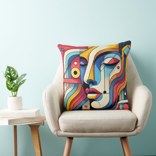 Coussin Conception géométrique Abstraite - Gras et Vibrant (Chaise)