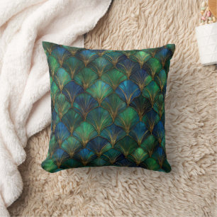 Coussin Conception géométrique Art Déco bleu vert or