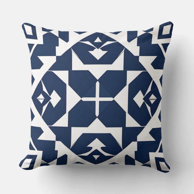 Coussin Conception géométrique bleue abstraite (Recto)
