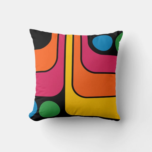 Coussin Conception géométrique de style rétro des années 1 (Recto)
