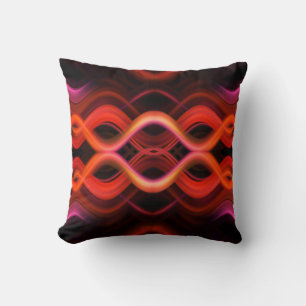 Coussin Conception géométrique des lignes ondulées rouges.