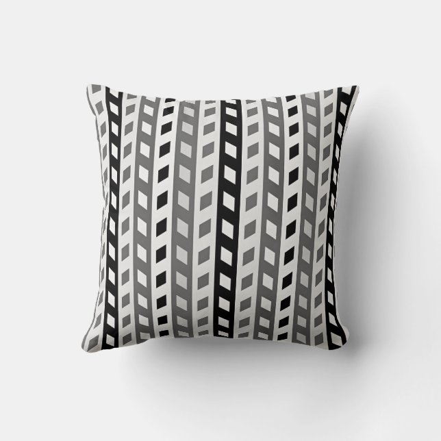 Coussin Conception géométrique, gris, noir, blanc, (Verso)