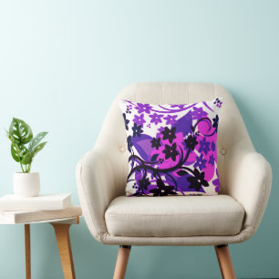 Coussin Conception graphique botanique violette [Fleur rét