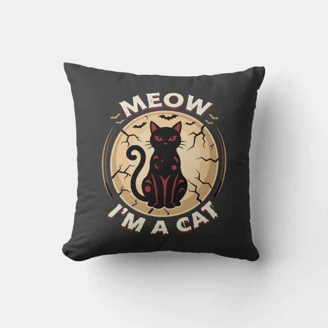 Coussin Conception graphique de chat Meow Halloween_1 (Recto)
