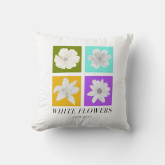 Coussin Conception graphique Pop Art de fleurs blanches mi