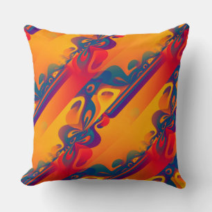 Coussin Conception graphique transparente - jaune rouge I