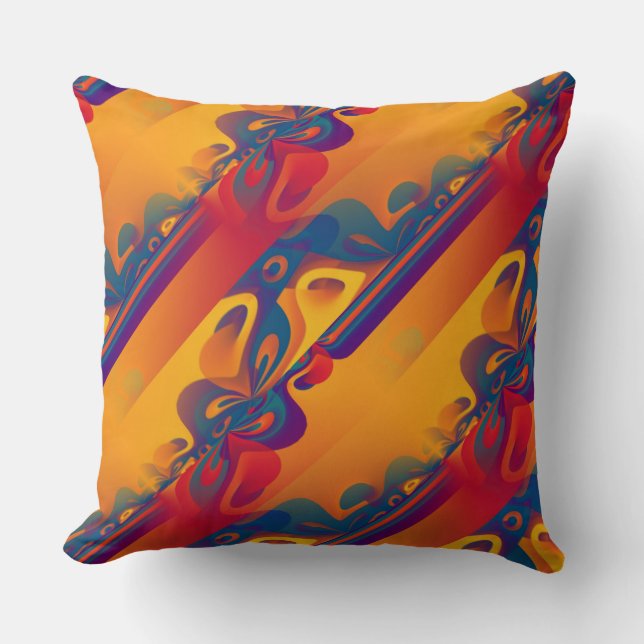 Coussin Conception graphique transparente - jaune rouge I (Recto)